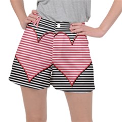 Heart Stripes Symbol Striped Ripstop Shorts