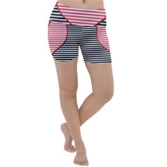 Heart Stripes Symbol Striped Lightweight Velour Yoga Shorts