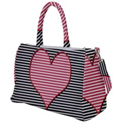 Heart Stripes Symbol Striped Duffel Travel Bag