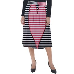 Heart Stripes Symbol Striped Classic Velour Midi Skirt  by HermanTelo