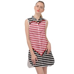 Heart Stripes Symbol Striped Sleeveless Shirt Dress by HermanTelo