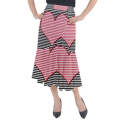 Heart Stripes Symbol Striped Midi Mermaid Skirt by HermanTelo