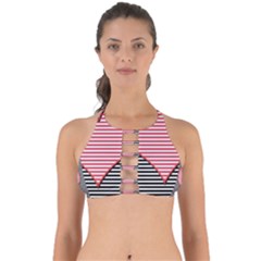 Heart Stripes Symbol Striped Perfectly Cut Out Bikini Top