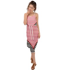 Heart Stripes Symbol Striped Waist Tie Cover Up Chiffon Dress