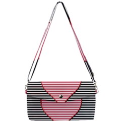 Heart Stripes Symbol Striped Removable Strap Clutch Bag