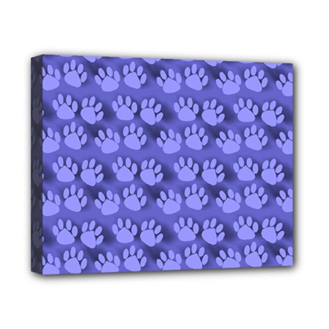 Pattern Texture Feet Dog Blue Canvas 10  X 8  (stretched) by HermanTelo