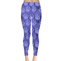 Pattern Texture Feet Dog Blue Leggings  by HermanTelo