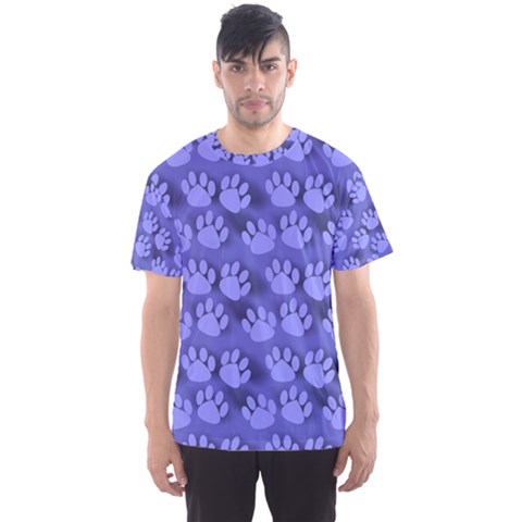 Pattern Texture Feet Dog Blue Men s Sports Mesh Tee by HermanTelo