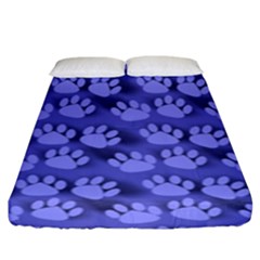 Pattern Texture Feet Dog Blue Fitted Sheet (king Size)