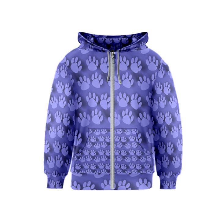 Pattern Texture Feet Dog Blue Kids  Zipper Hoodie