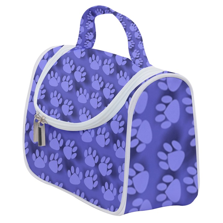 Pattern Texture Feet Dog Blue Satchel Handbag