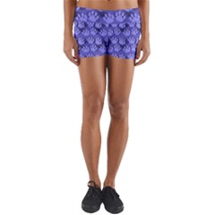 Pattern Texture Feet Dog Blue Yoga Shorts