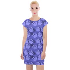 Pattern Texture Feet Dog Blue Cap Sleeve Bodycon Dress by HermanTelo