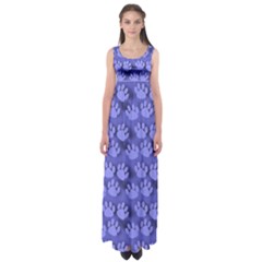 Pattern Texture Feet Dog Blue Empire Waist Maxi Dress