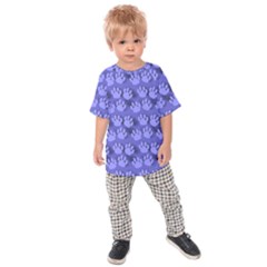 Pattern Texture Feet Dog Blue Kids  Raglan Tee