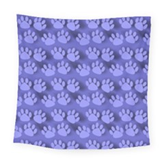 Pattern Texture Feet Dog Blue Square Tapestry (large)