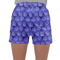 Pattern Texture Feet Dog Blue Sleepwear Shorts