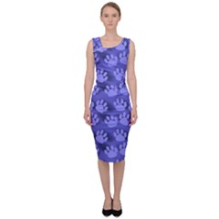 Pattern Texture Feet Dog Blue Sleeveless Pencil Dress by HermanTelo