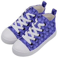 Pattern Texture Feet Dog Blue Kids  Mid-top Canvas Sneakers