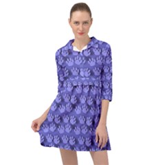 Pattern Texture Feet Dog Blue Mini Skater Shirt Dress by HermanTelo