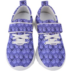 Pattern Texture Feet Dog Blue Kids  Velcro Strap Shoes by HermanTelo