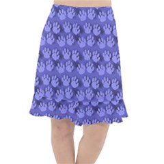 Pattern Texture Feet Dog Blue Fishtail Chiffon Skirt