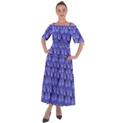 Pattern Texture Feet Dog Blue Shoulder Straps Boho Maxi Dress 