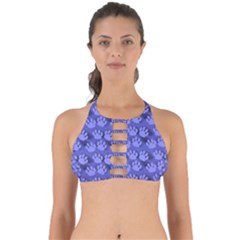 Pattern Texture Feet Dog Blue Perfectly Cut Out Bikini Top