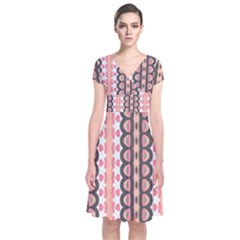 Wallpaper Cute Pattern Short Sleeve Front Wrap Dress