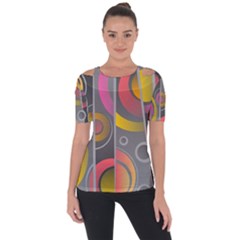 Abstract Colorful Background Grey Shoulder Cut Out Short Sleeve Top