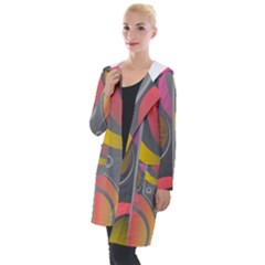 Abstract Colorful Background Grey Hooded Pocket Cardigan