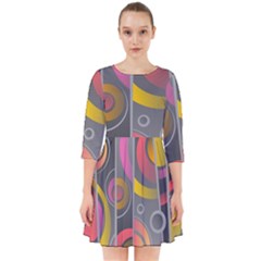 Abstract Colorful Background Grey Smock Dress