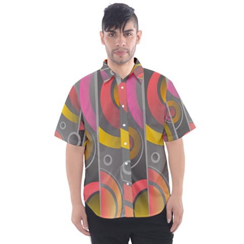 Abstract Colorful Background Grey Men s Short Sleeve Shirt by HermanTelo