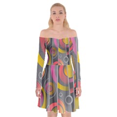 Abstract Colorful Background Grey Off Shoulder Skater Dress by HermanTelo