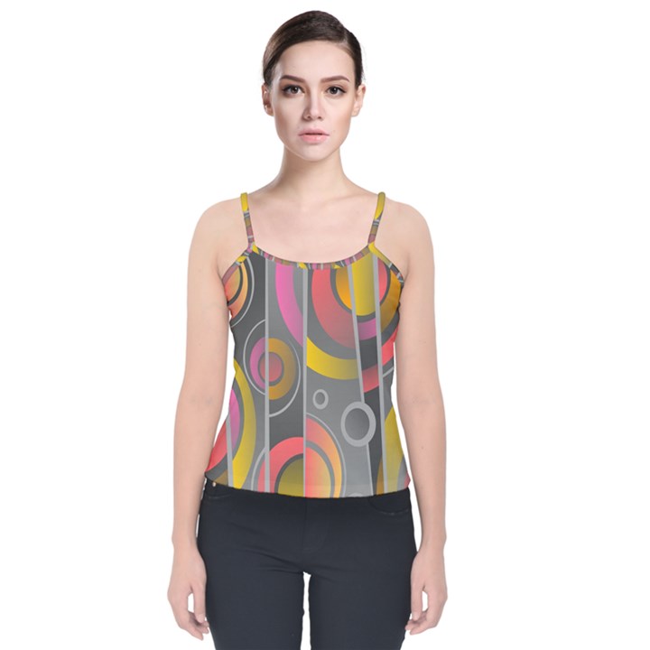 Abstract Colorful Background Grey Velvet Spaghetti Strap Top