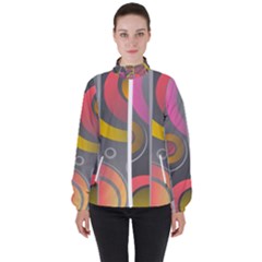 Abstract Colorful Background Grey Women s High Neck Windbreaker