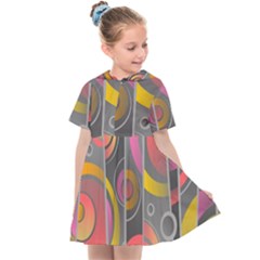 Abstract Colorful Background Grey Kids  Sailor Dress