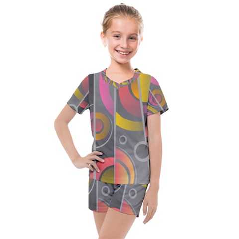 Abstract Colorful Background Grey Kids  Mesh Tee And Shorts Set by HermanTelo