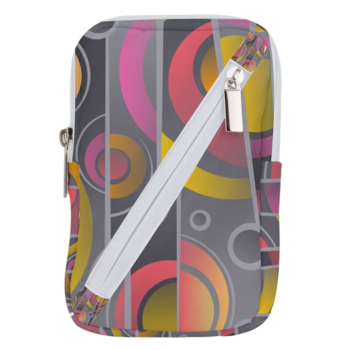 Abstract Colorful Background Grey Belt Pouch Bag (Large)