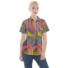 Abstract Colorful Background Grey Women s Short Sleeve Pocket Shirt