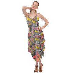 Abstract Colorful Background Grey Layered Bottom Dress