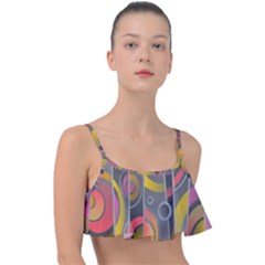 Abstract Colorful Background Grey Frill Bikini Top by HermanTelo