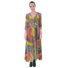 Abstract Colorful Background Grey Button Up Maxi Dress