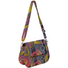 Abstract Colorful Background Grey Saddle Handbag