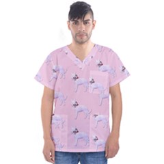 Dogs Pets Anima Animal Cute Men s V-neck Scrub Top