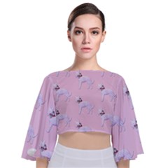 Dogs Pets Anima Animal Cute Tie Back Butterfly Sleeve Chiffon Top by HermanTelo