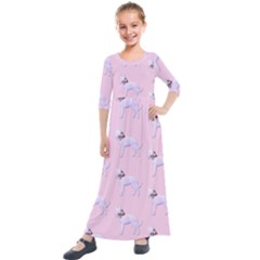 Dogs Pets Anima Animal Cute Kids  Quarter Sleeve Maxi Dress by HermanTelo