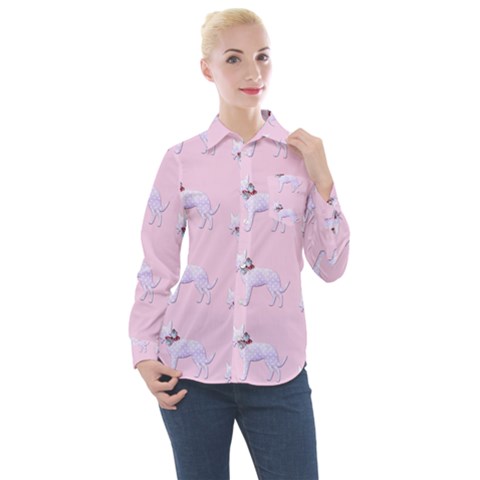 Dogs Pets Anima Animal Cute Women s Long Sleeve Pocket Shirt by HermanTelo