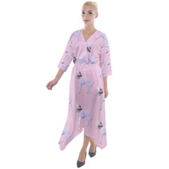 Dogs Pets Anima Animal Cute Quarter Sleeve Wrap Front Maxi Dress by HermanTelo