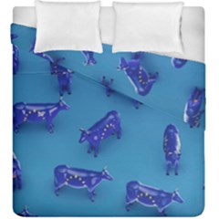 Cow Illustration Blue Duvet Cover Double Side (king Size)